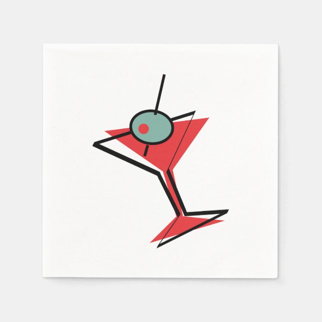 Retro Red Martini Serviette (Vorderseite)