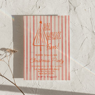 Retro Red Oh, was Spaß Weihnachten Gezeichnet Baum Einladung