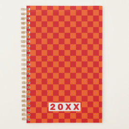 Retro Red Orange Checkerboard 2026 Planer
