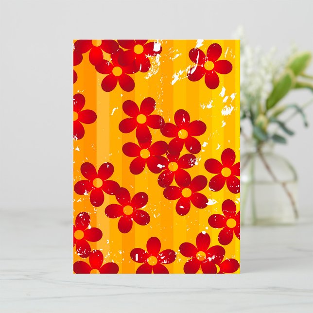 Retro Red Orange Floral Einladung (Von Creator hochgeladen)