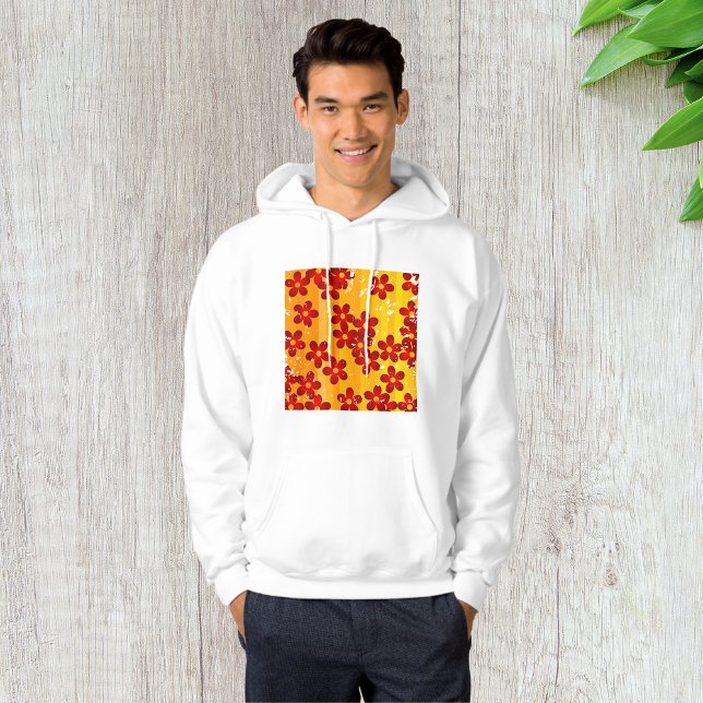 Retro Red Orange Floral Hoodie (Von Creator hochgeladen)