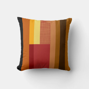 Retro Red Orange Yellow Cream Dots Striping Muster Kissen