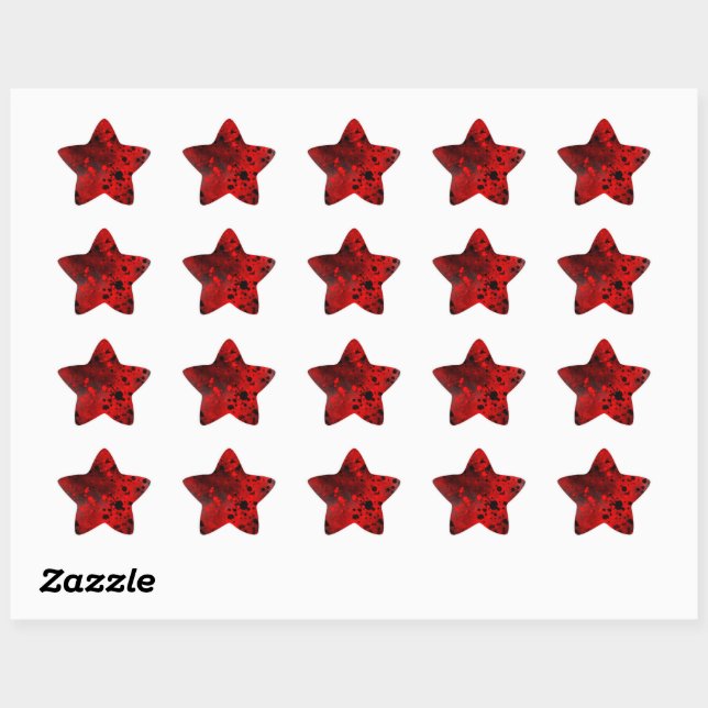 Retro Red Paint Spritzer Star Sticker (Blatt)