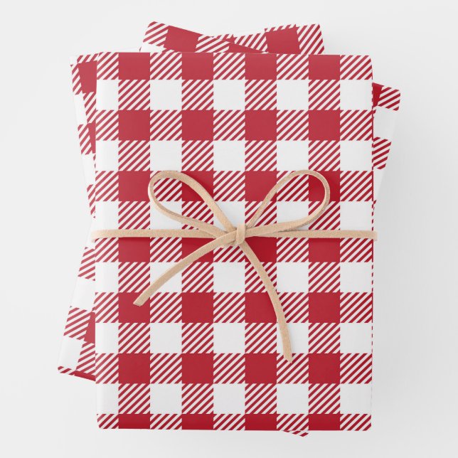 Retro Red Picnic Check Farmhouse Design Geschenkpapier Set (Beispiel)