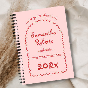 Retro Red & Pink Doodle Handwriting Girly 2026 Planer