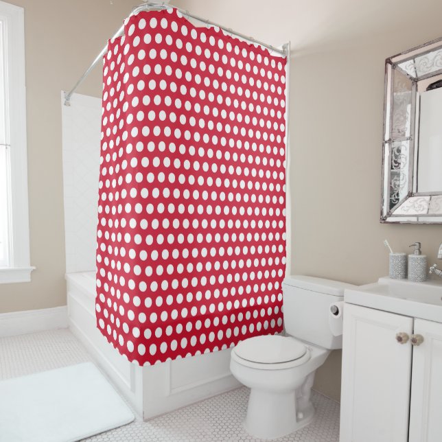 Retro Red Polka Dot Bad Dusche Vorhang (Beispiel)