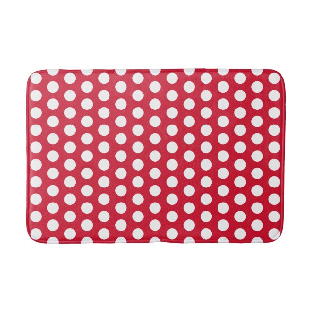 Retro Red Polka Dot Badezimmer Rug Badematte (Vorderseite)
