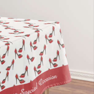 Retro Red Polka Dot High Heel Muster Tischdecke