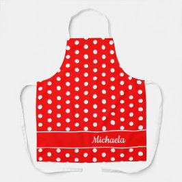 Retro Red Polka Dot Muster benutzerdefinierbare Be Schürze