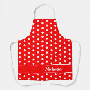 Retro Red Polka Dot Muster benutzerdefinierbare Be Schürze