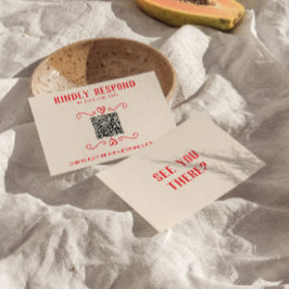 Retro Red QR Code Hand gezeichnet Quirky Hochzeit RSVP Karte