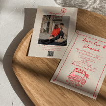 Retro Red QR Code Handgezeichnetes geschriebenes F