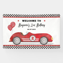 Retro Red Race Car Zwei Fast Boy Geburtstag Willko Banner