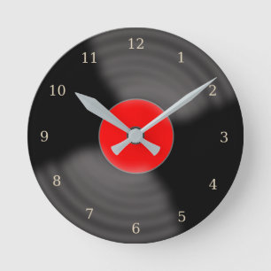 Retro Red Record Wall Clock Runde Wanduhr