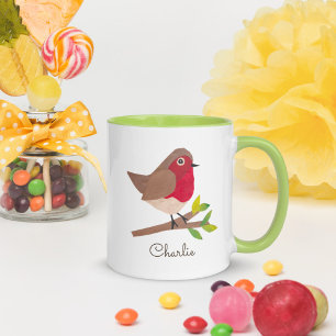 Retro Red Robin HandIllustriert Vintag Inspiriert Tasse