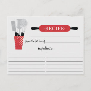 Retro Red Rolling Button Kitchen Tools Rezept Card Postkarte