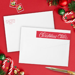 Retro Red Script Christmas Cheer Rücksendeadresse