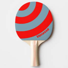Retro Red Sea Three Circle Stripe with Name Tischtennis Schläger