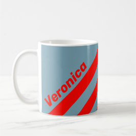 Retro Red Sea Three Stripes with Name Kaffeetasse