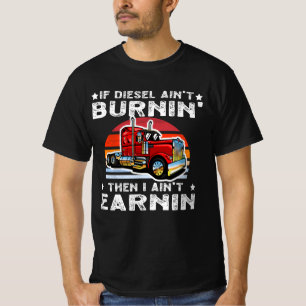 Retro Red Semi Truck Sunset - Big Rig Diesel Truck T-Shirt