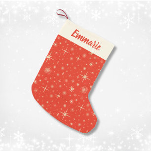 Retro Red Sparkle Christmas Pattern Individuelle N Kleiner Weihnachtsstrumpf