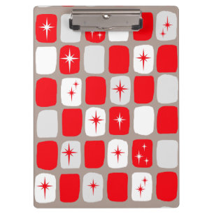 Retro Red Starbursts Clipboard Klemmbrett