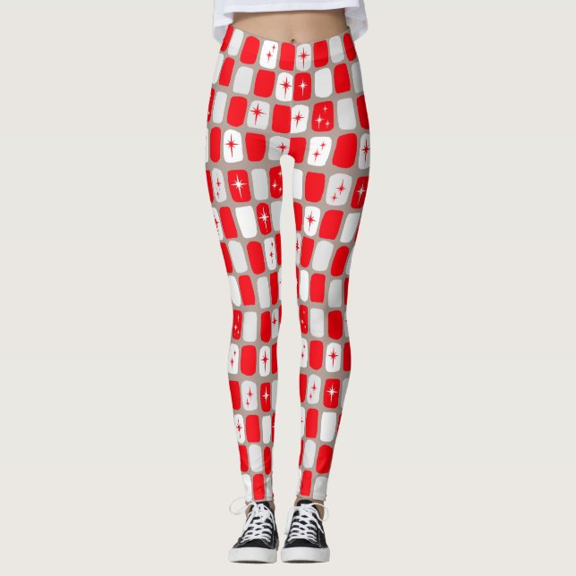 Retro Red Sternexplosionen Leggings (Vorderseite)