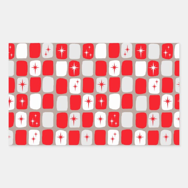 Retro Red Sternexplosionen Rectangle Stickers (Vorderseite)