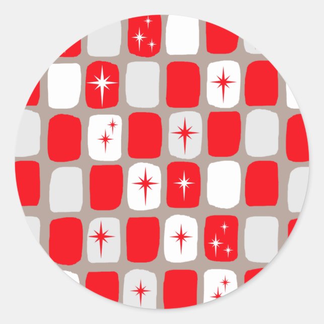 Retro Red Sternexplosionen Round Stickers (Vorderseite)