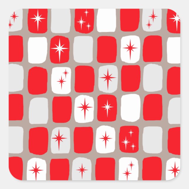 Retro Red Sternexplosionen Square Stickers (Vorderseite)
