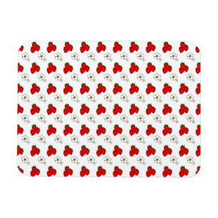 Retro Red Strawberry and Blume Pattern Magnet