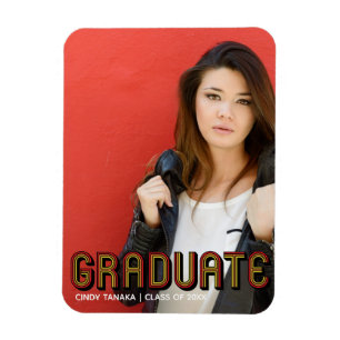 Retro Red Text Overlay Einzigartiges fett Graduate Magnet