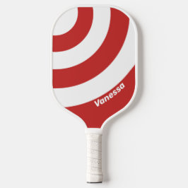 Retro Red Three Circle Streifen mit Namen Pickleball Schläger