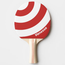 Retro Red Three Circle Stripe with Name Tischtennis Schläger