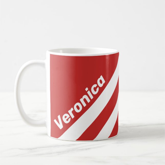 Retro Red Three Stripes with Name Kaffeetasse (Links)
