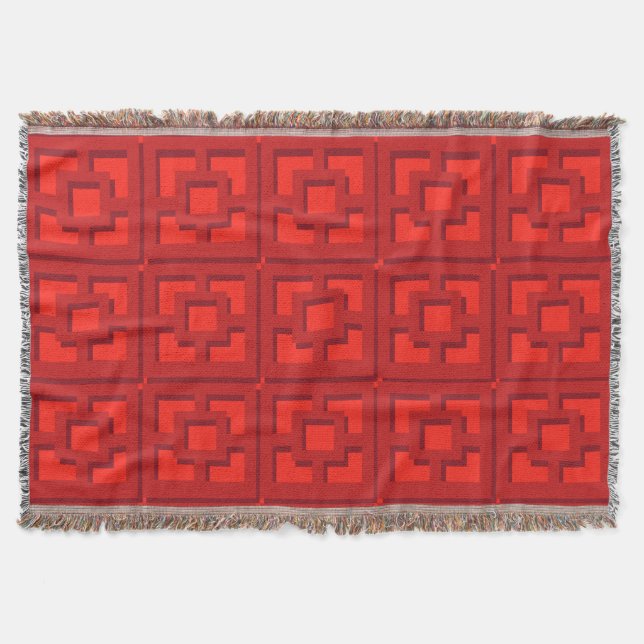 Retro Red Trellis Throw Blanket Decke (Vorderseite)