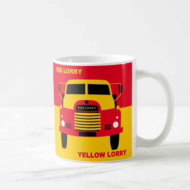 Retro Red Truck Gelber LKW Kitsch Kaffeetasse (Rechts)