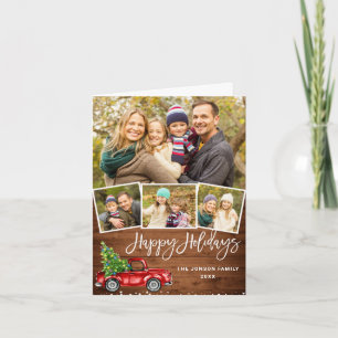 Retro Red Truck Rustic 3 FOTO Weihnachtsgrüße Feiertagskarte