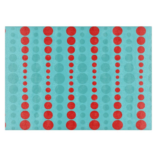 Retro Red & Turquoise Dots Cutting Board Schneidebrett (Vorderseite)