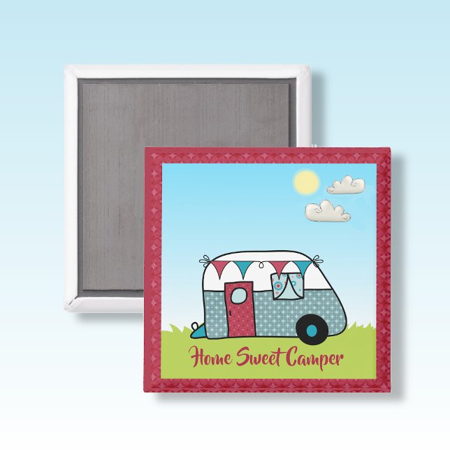 Retro Red und Aquamarin Camper Magnet (Von Creator hochgeladen)