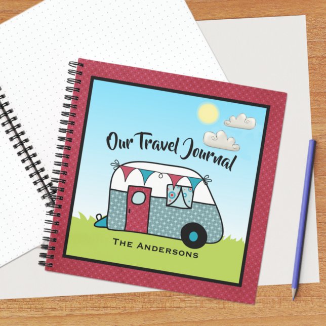 Retro Red und Aquamarin Camper Notizbuch (Von Creator hochgeladen)