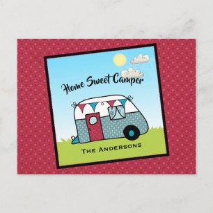Retro Red und Aquamarin Camper Postkarte