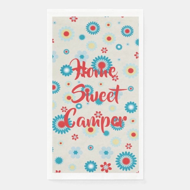 Retro Red und Aquamarin Camper Serviette (Vorderseite)