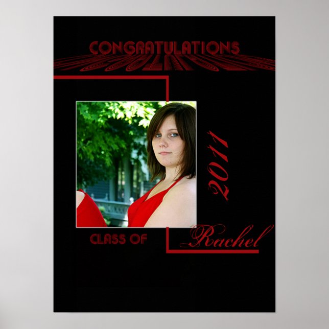 Retro Red und Black Abschluss Poster (Vorne)