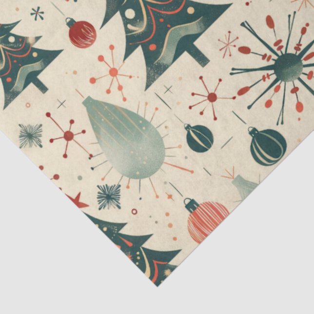 Retro Red und Green Christmas Decoupage Seidenpapier (Ausschnitt)