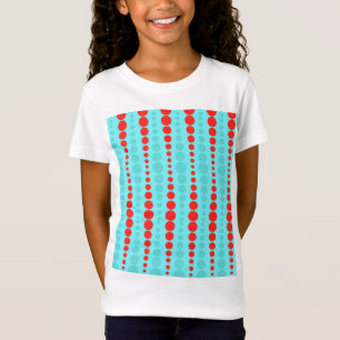 Retro Red und Turquoise Dots Girl's T - Shirt