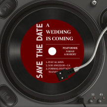 Retro Red Vinyl Record Hochzeit speichern das Datu