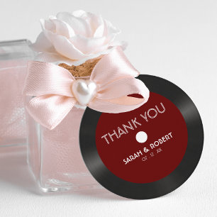 Retro Red Vinyl Record Wedding Vielen Dank Geschenkanhänger