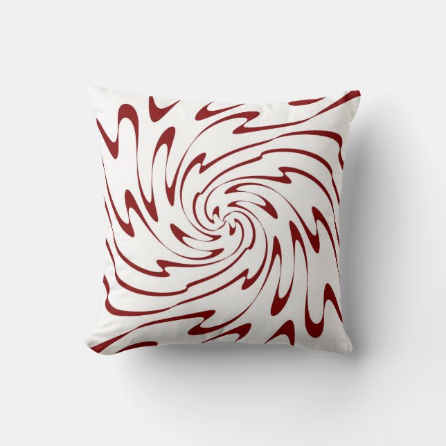 Retro Red Waves Abstrakte Kunst Kissen (Vorderseite)