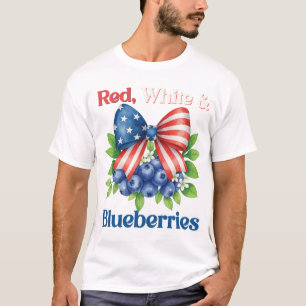 Retro Red, White and Blueberries Patriot USA Flag T-Shirt
